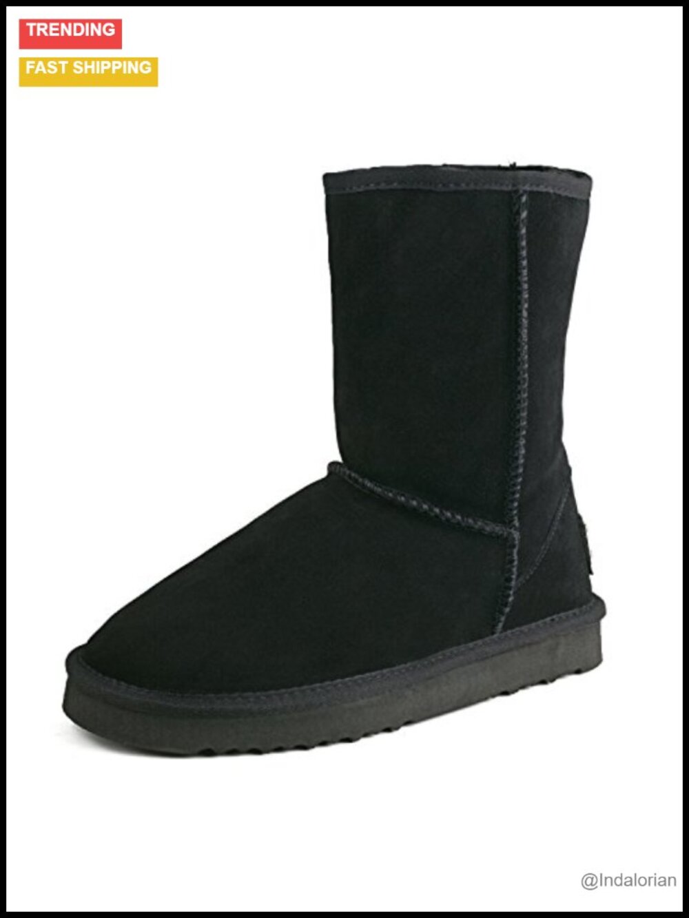 Genuine Suede Waterproof Winter Snow Boot Faux Fur Mid-Calf
